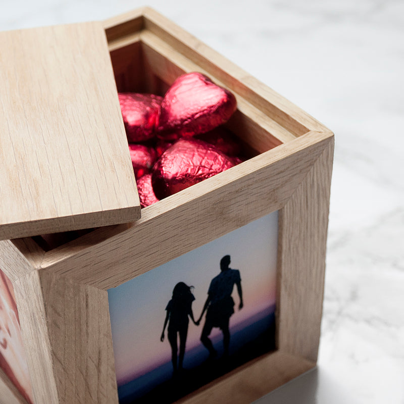 Personalised Will You Be My Valentine Oak Photo Cube