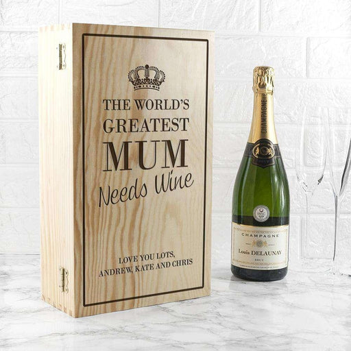 Personalised World's Greatest Mum Wine Box - Myhappymoments.co.uk