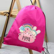 Personalised Cute Bunny Pink Swim & Kit Bag