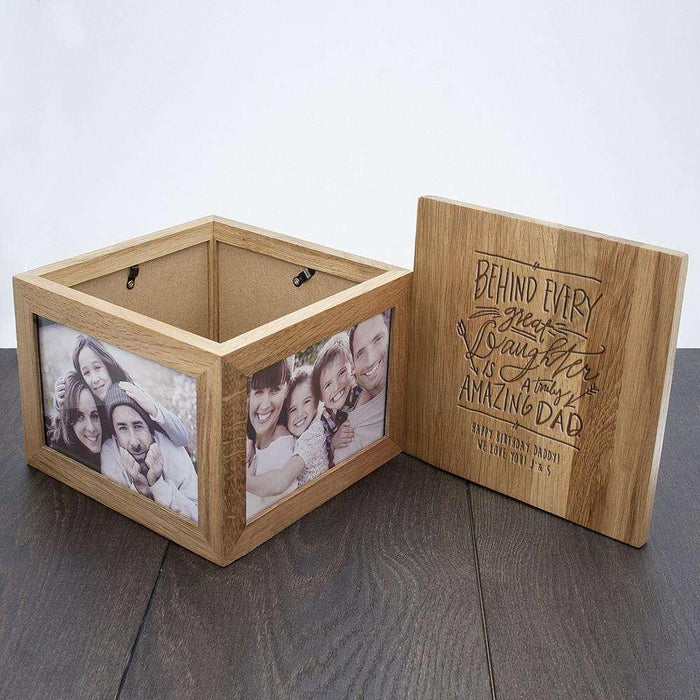 Personalised A Truly Amazing Dad Oak Photo Keepsake Box - Myhappymoments.co.uk