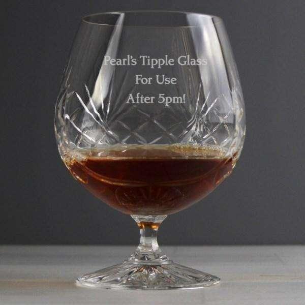 Personalised Crystal Large Brandy Glass - Myhappymoments.co.uk