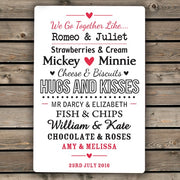Personalised We Go Together Like Sign - Myhappymoments.co.uk