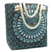 Mandala Tote Beach Bag Rope Handle - Deep Blue