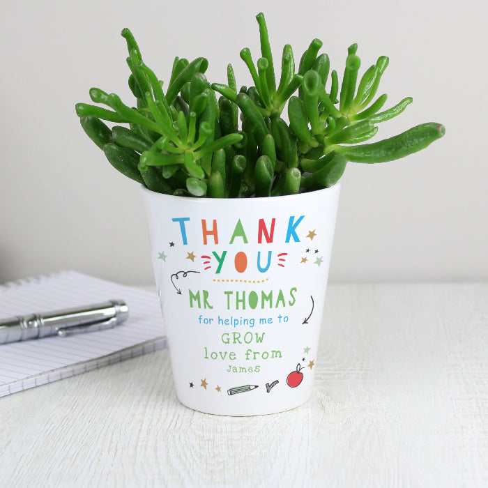 Personalised Thank You Teacher Plant Pot Gift