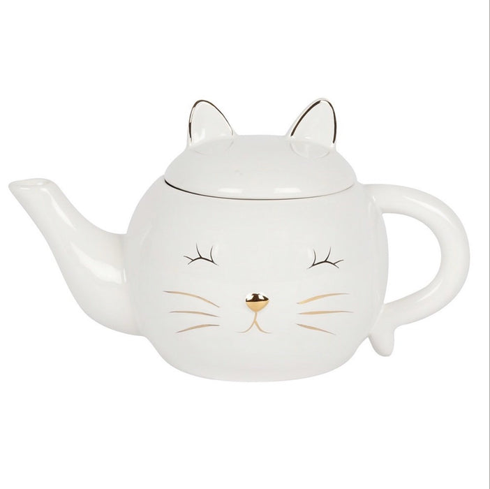 White Cat Face Teapot