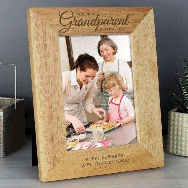 Personalised 5x7 'The Best Grandparent' Wooden Frame - Myhappymoments.co.uk