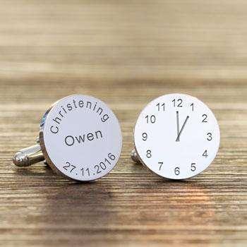 Personalised Christening Clock Face Cufflinks - Myhappymoments.co.uk