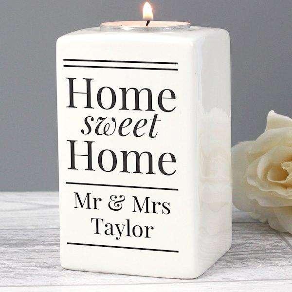 Personalised Home Sweet Home Tea Light Candle Holder - Myhappymoments.co.uk