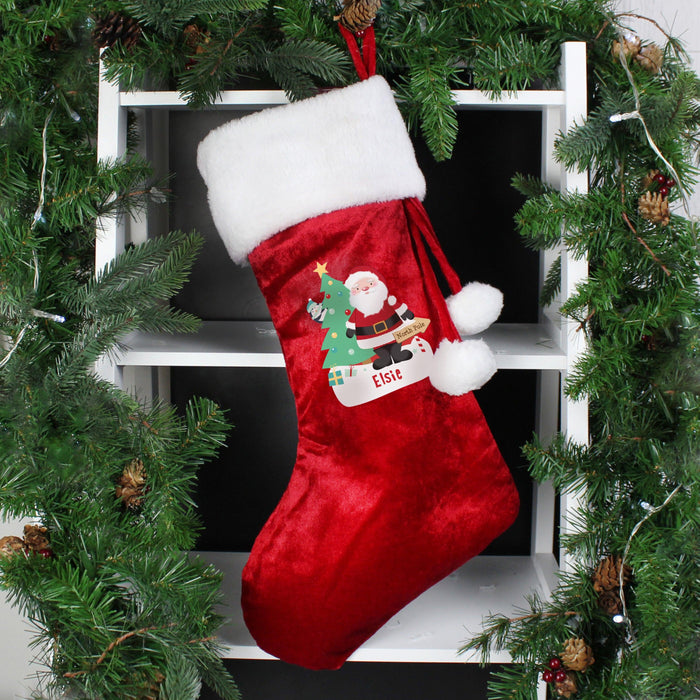 Personalised Santa Luxury Red Christmas Stocking