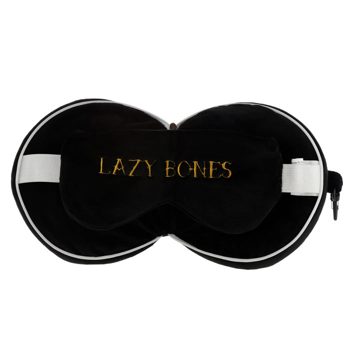 Relaxeazzz Lazy Bones Skull Round Plush Travel Pillow & Eye Mask