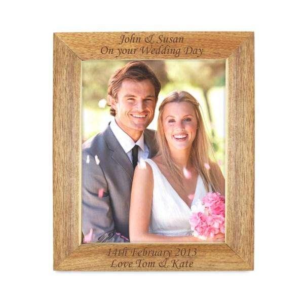 Personalised 8x10 Wooden Photo Frame, 4 lines of text - Myhappymoments.co.uk