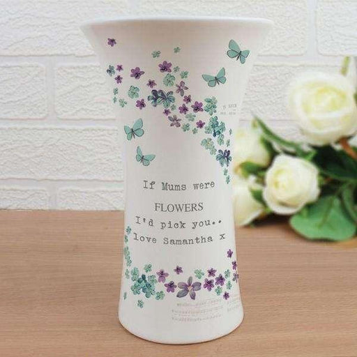 Personalised Forget me not Ceramic Waisted Vase - Free Tracked UK Delivery - Myhappymoments.co.uk