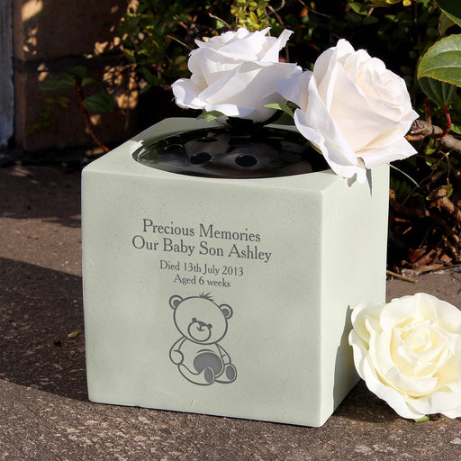 Personalised Teddy Bear Memorial Graveside Vase - Myhappymoments.co.uk