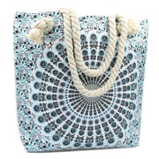 Mandela Tote Beach Bag Rope Handle - Sky Blue