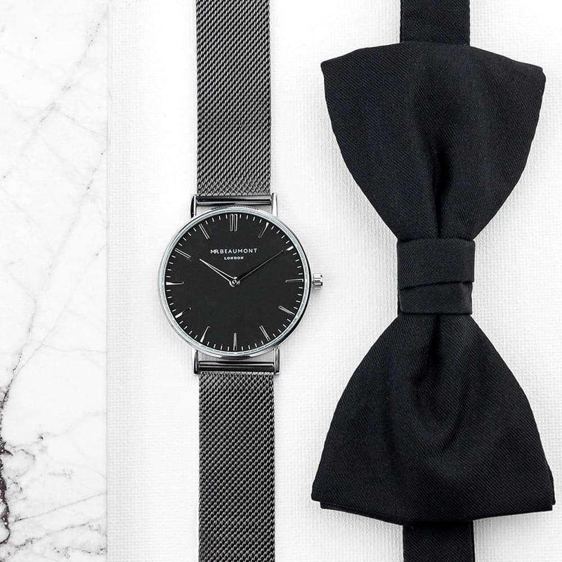 Engraved Men's Metallic Charcoal Grey Mr Beaumont Watch - Myhappymoments.co.uk
