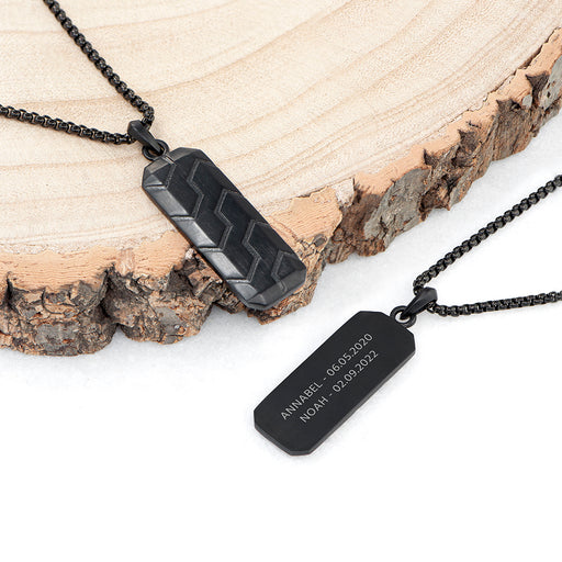 Personalised Men's Tyretread Stone Necklace