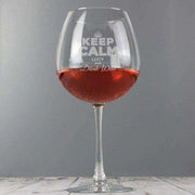 Personalised Keep Calm Bottle of Wine Glass - Myhappymoments.co.uk