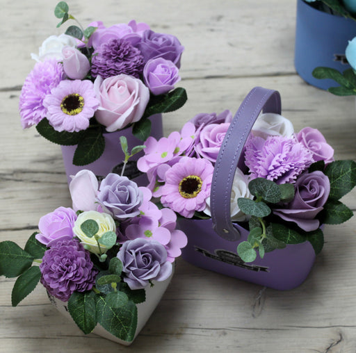 Soap Flower Bouquet Petite Basket - Soft Lavender