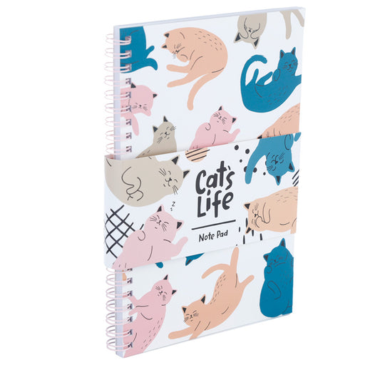 Cat's Life Spiral Bound A5 Lined Notebook