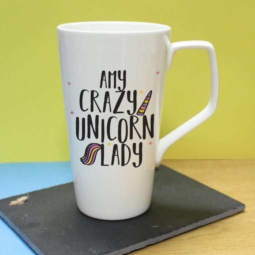 Personalised Crazy Unicorn Lady Latte Mug - Myhappymoments.co.uk