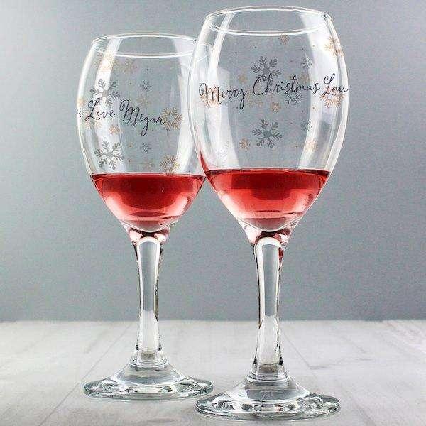 Personalised Snowflake Design Wine Glass - Myhappymoments.co.uk