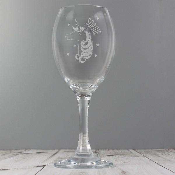 Personalised Unicorn Engraved Wine Glass - Myhappymoments.co.uk