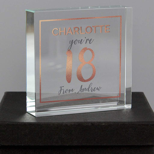 Personalised 18th Birthday Rose Gold Crystal Token - Myhappymoments.co.uk