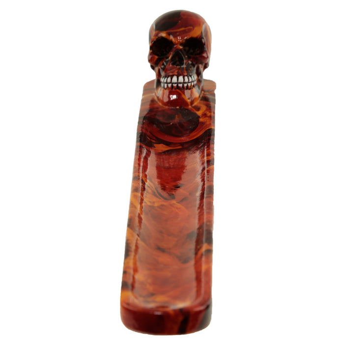 Dark Skull Flames Marble Effect Skull Ashcatcher Incense Stick Burner