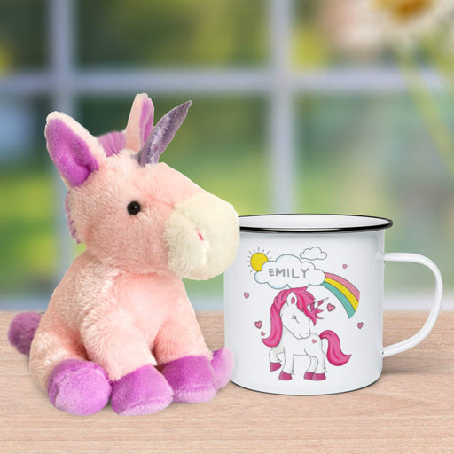 Personalised Unicorn Enamel Mug & Plush