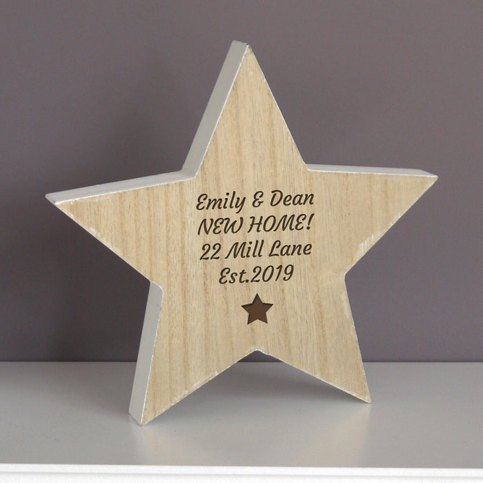 Personalised Star Motif Rustic Wooden Star Decoration - Myhappymoments.co.uk