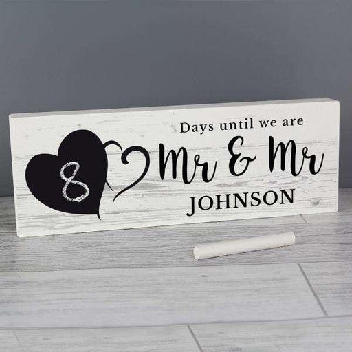 Personalised Wedding Countdown Wooden Block Sign With Chalkboard Heart - Myhappymoments.co.uk