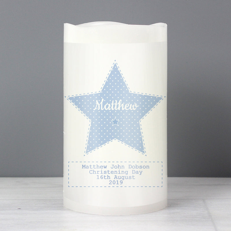 Personalised Stitch & Dot Baby Boy Nightlight LED Candle