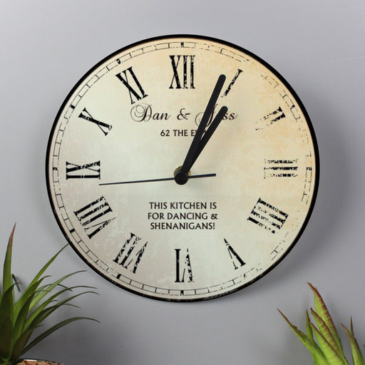 Personalised Message Rustic Glass Clock - Myhappymoments.co.uk