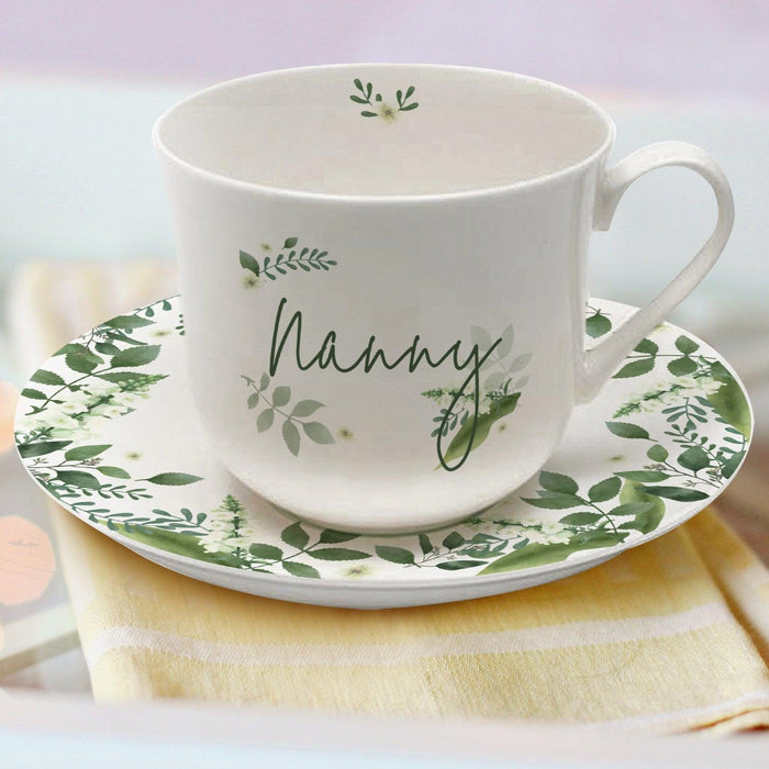 Personalised Floral Cup & Saucer