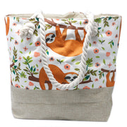 Sloths Design Beach Rope Handle Tote Bag