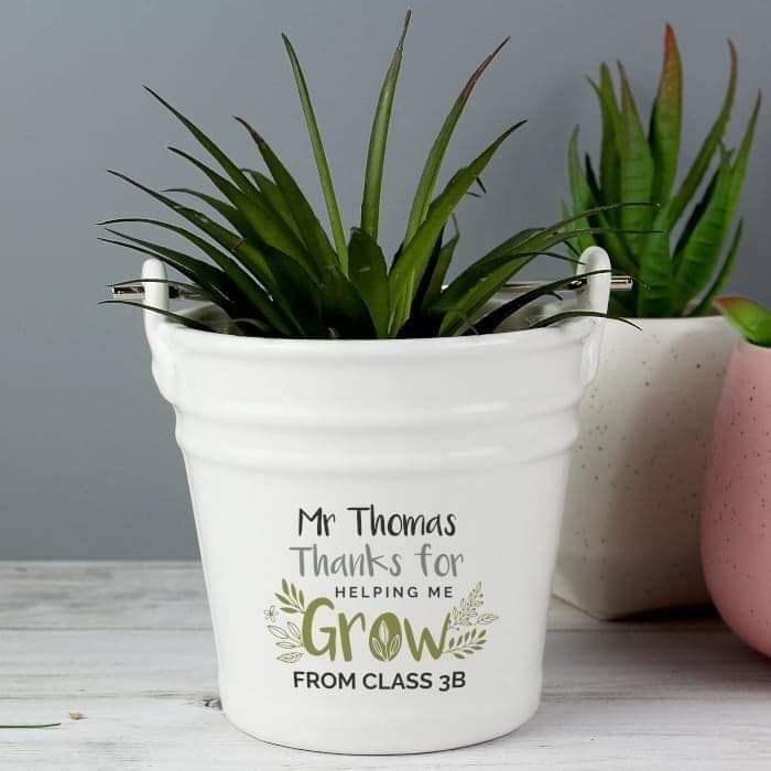 Personalised Thanks for Helping Me Grow Porcelain Planter - Myhappymoments.co.uk