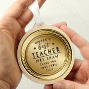 Personalised World’s Best Teacher Round Wooden Medal