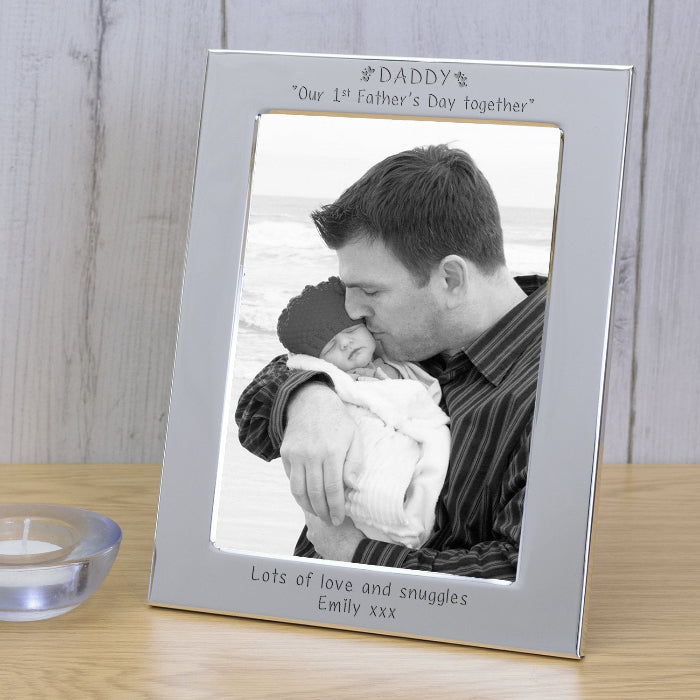 Engraved Daddy Our 1st Father's Day Together Silver Photo Frame