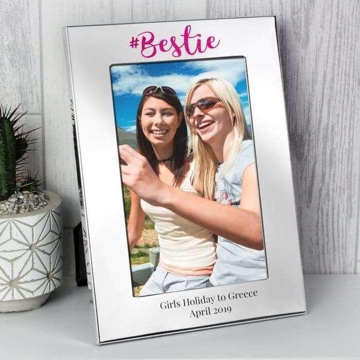 Personalised #Bestie Photo Frame 4x6 Silver - Myhappymoments.co.uk