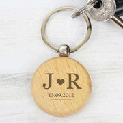 Personalised Monogram Love Wooden Keyring - Myhappymoments.co.uk