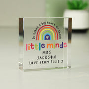 Personalised Shape Little Minds Teacher Glass Gift Plaque