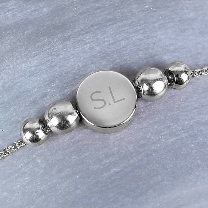 Personalised Silver Plated Initials Disc Bracelet - Myhappymoments.co.uk