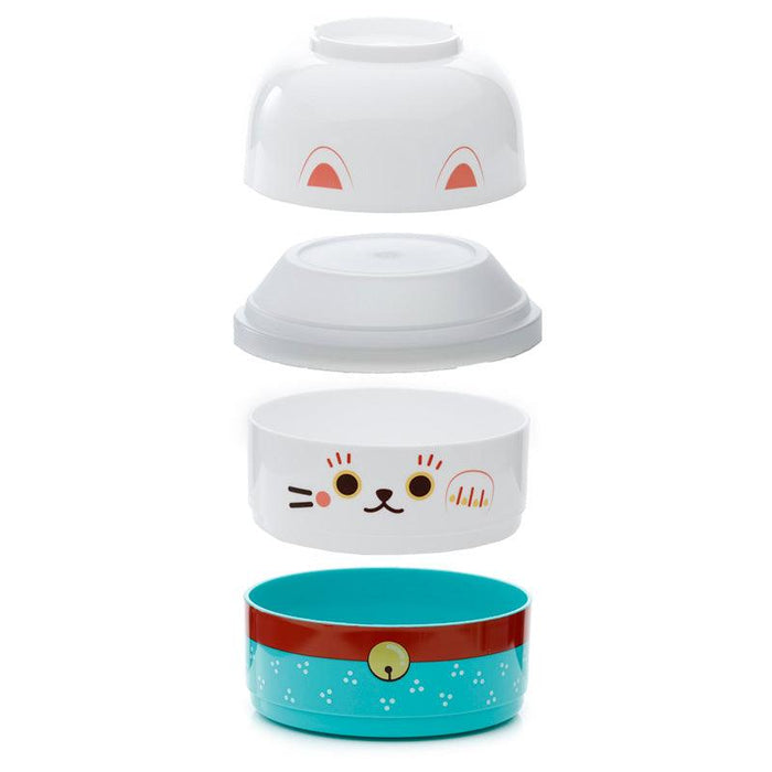 Maneki Neko Lucky Cat Stacked Round Bento Lunch Box