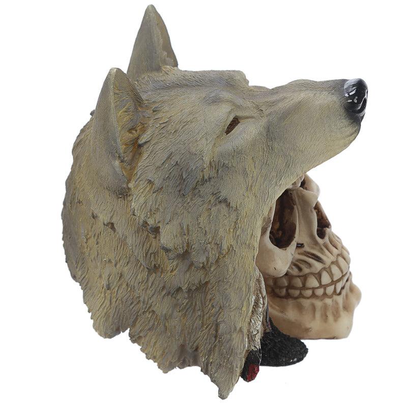 Skull with Wolf Head Decoration