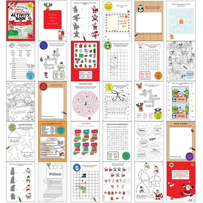 Personalised Christmas Activity Book with Stickers - Myhappymoments.co.uk