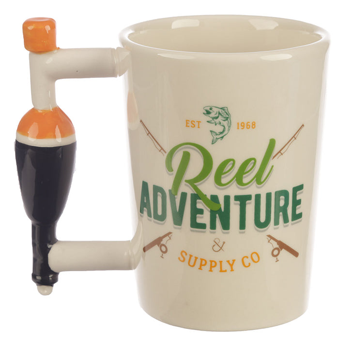 Reel Adventure Fishing Shaped Handle Mug with Oval Float - Myhappymoments.co.uk