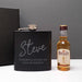 Personalised Black Hip Flask and Miniature Bells Whisky Bottle