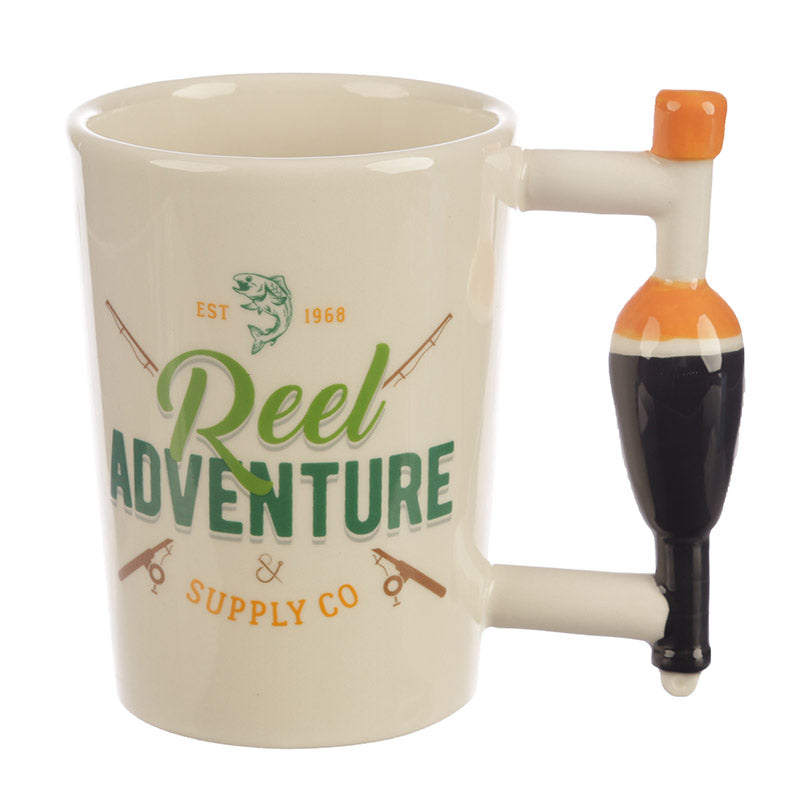 Reel Adventure Fishing Shaped Handle Mug with Oval Float - Myhappymoments.co.uk