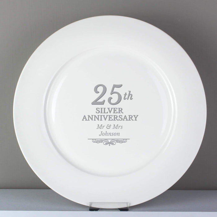 Personalised 25th Silver Anniversary Plate