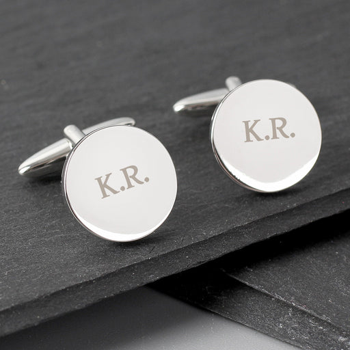 Personalised Round Initials Cufflinks With Box - Myhappymoments.co.uk